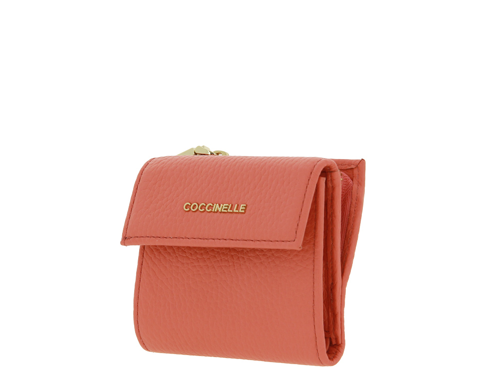 Coccinelle wallet GRAIN LEATHER METALLIC SOFT GERANIUM