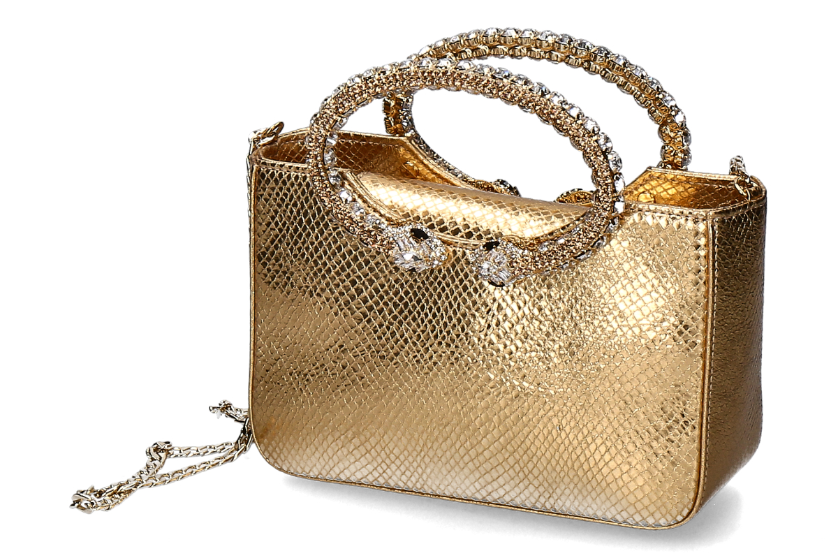 Paola Fiorenza handbag SNAKE CRISTALLI- ambra gold