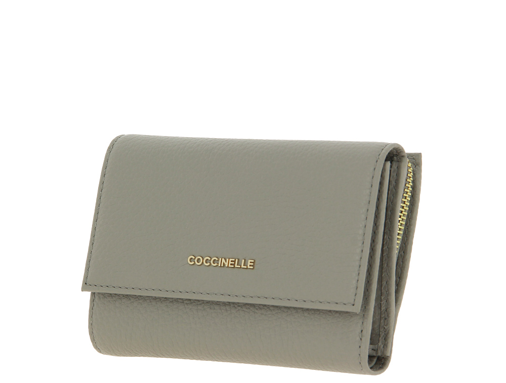 Coccinelle wallet GRAIN LEATHER METALLIC SOFT STONE