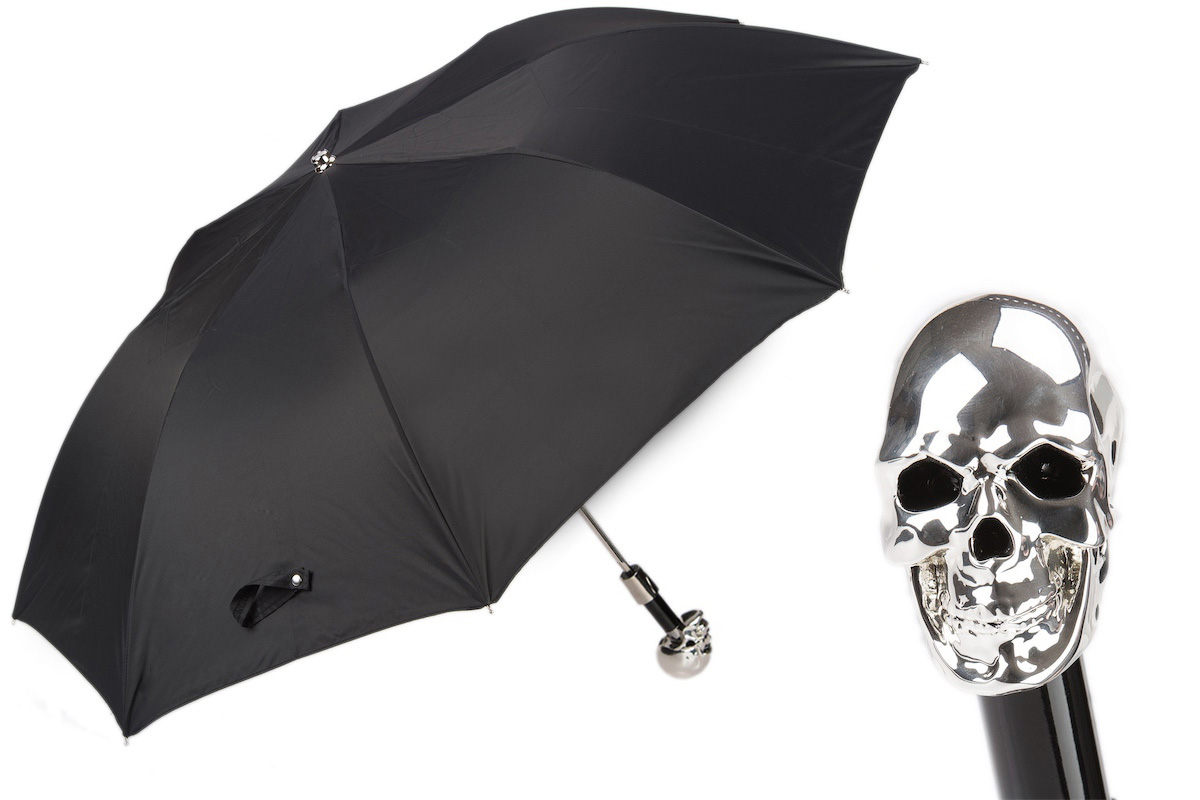 Pasotti umbrella OXFORD TOTENKOPF SILBER