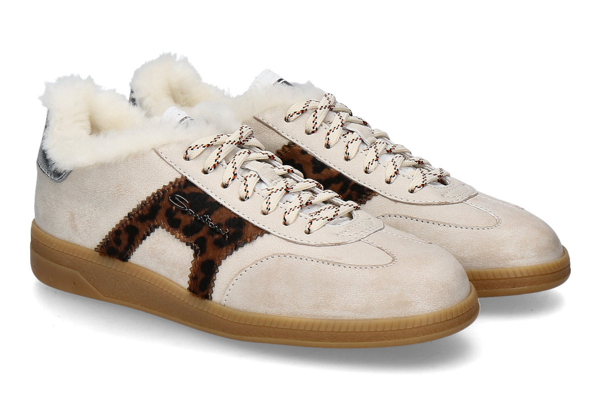  Santoni women's sneaker lined OLY NAPPA PONY- beige/ silber 