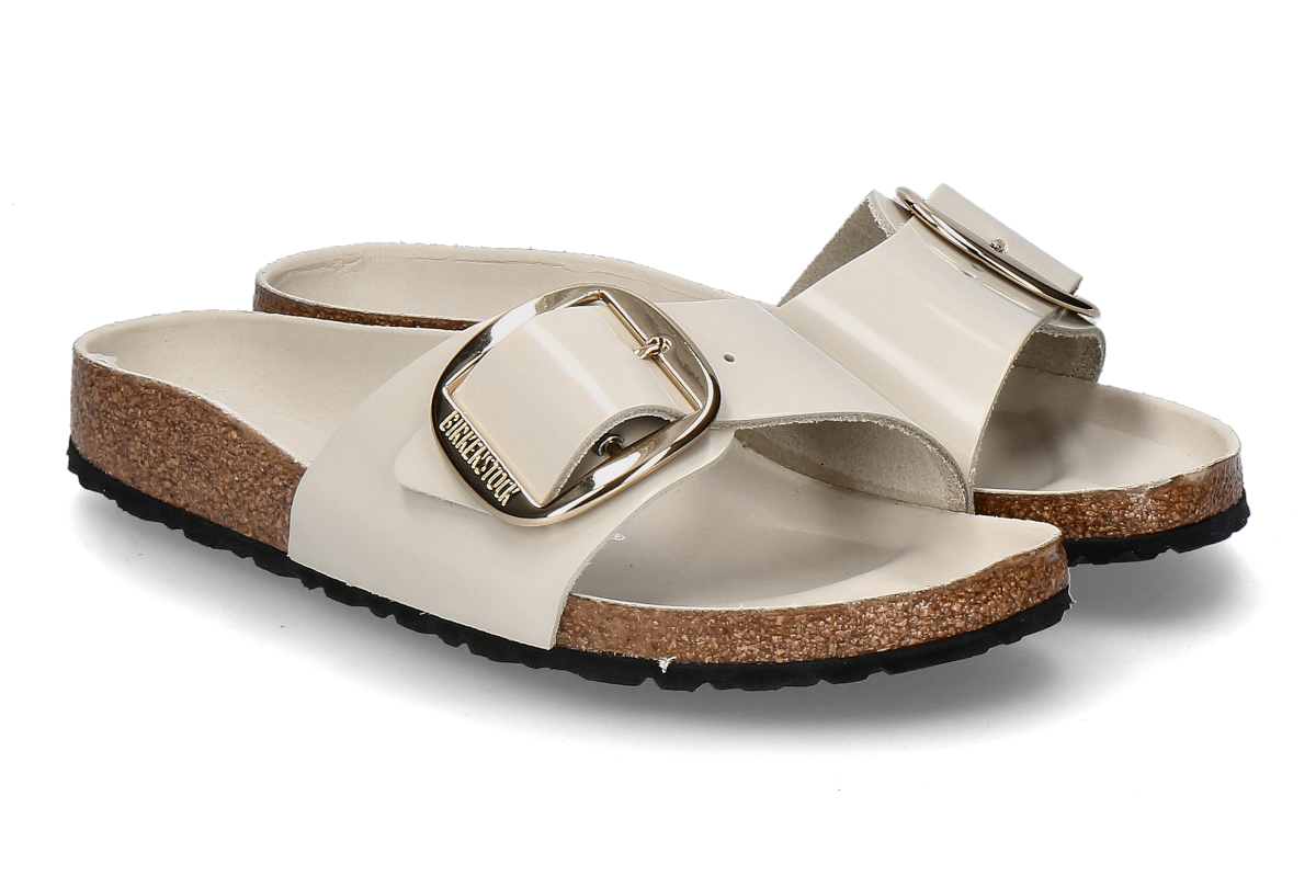 Birkenstock women's- mules MADRID NARROW BIG BUCKLE- beige/ high-shine oyster