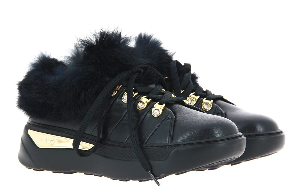 BY537 BALDININI  shoes black leather textile men sneakers lace-up autumn-winter 