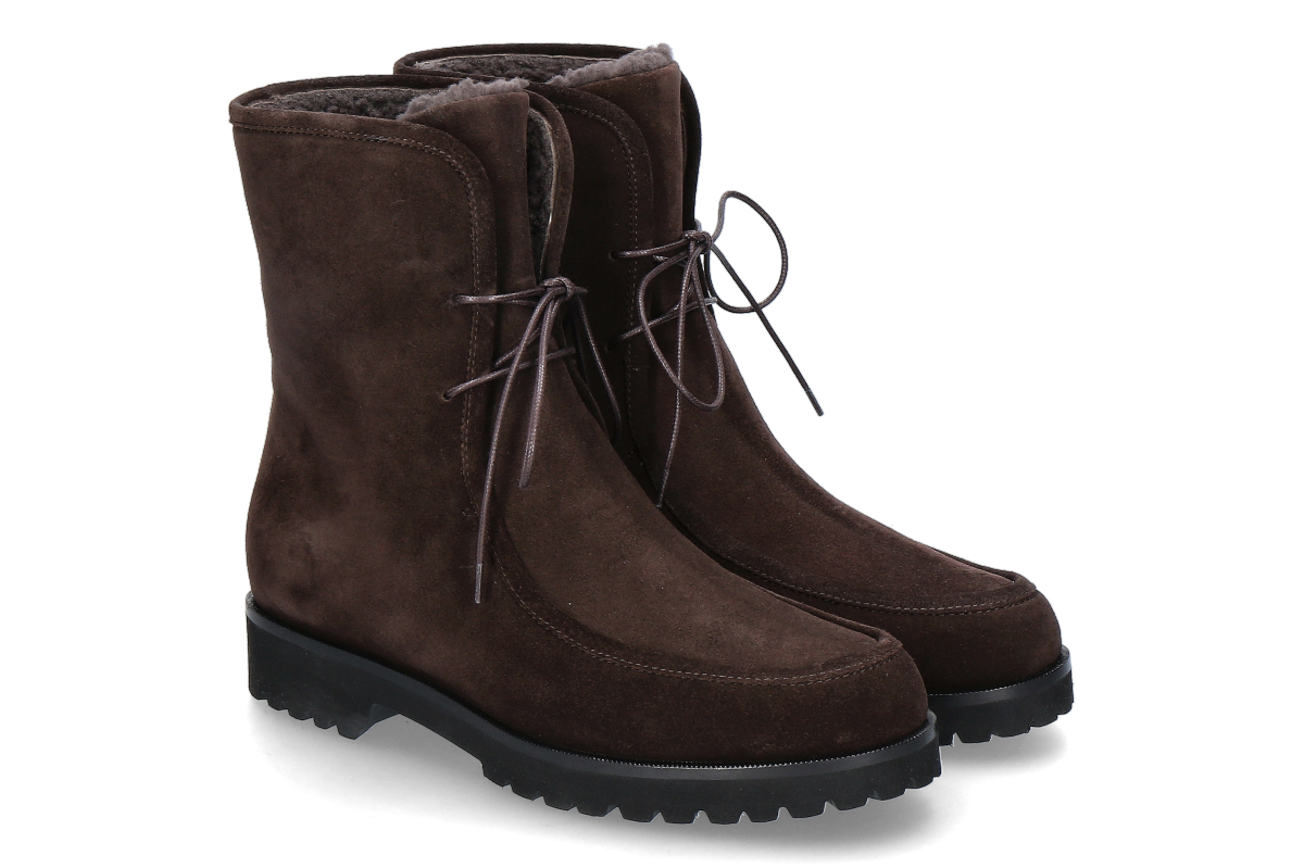 Unützer Lace-Up Bootie lined VELOUR 49- chocolate/ brown