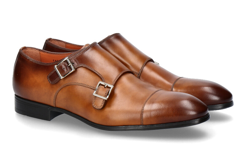 Santoni monk LEATHER ANTIK COGNAC