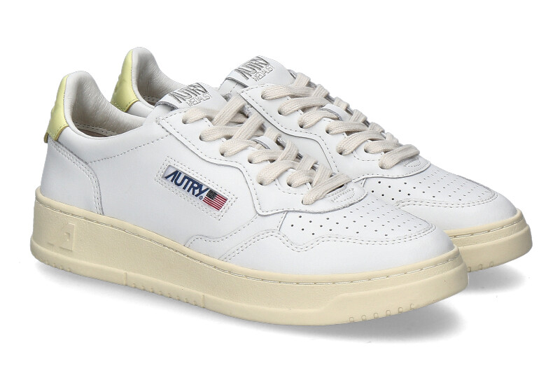 Autry women's sneaker MEDALIST LEATHER LL58- white/lime yellow