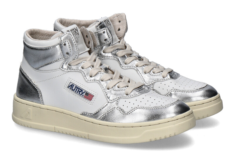 Autry sneaker MID WOMAN LEATHER SILVER