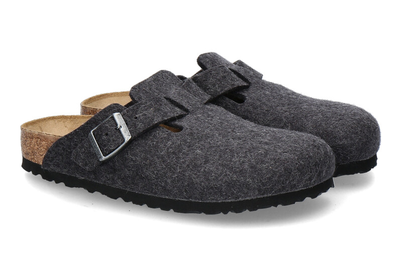 Birkenstock clogs BOSTON BS WOOL  NARROW WIDTH- anthracite