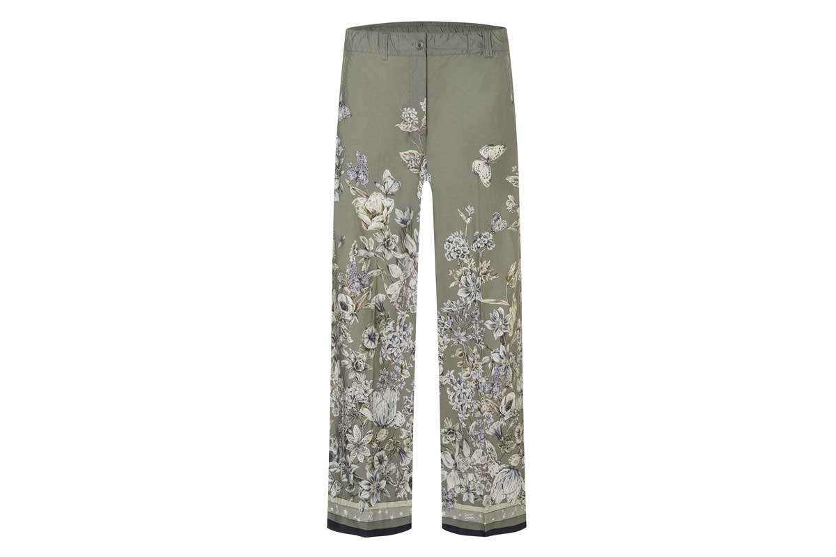 Cambio wide-leg textile pants CLEMENTINE- salvia/ sand flower garden