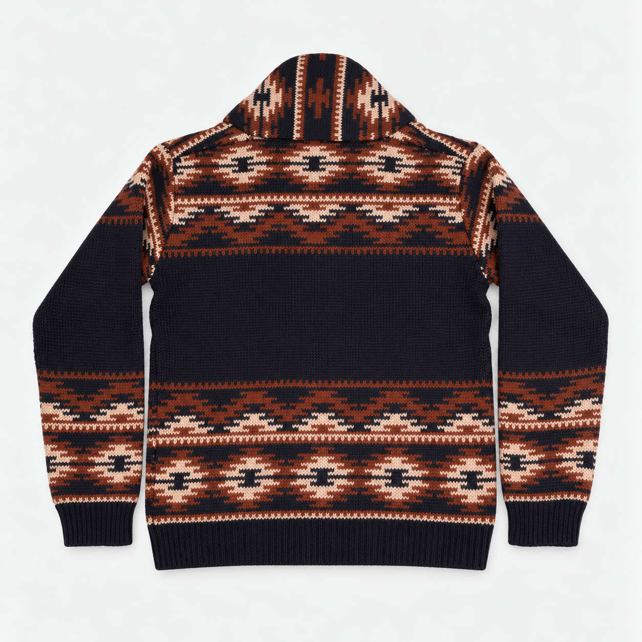Geometrisch gemusterter Strickcardigan in Navy