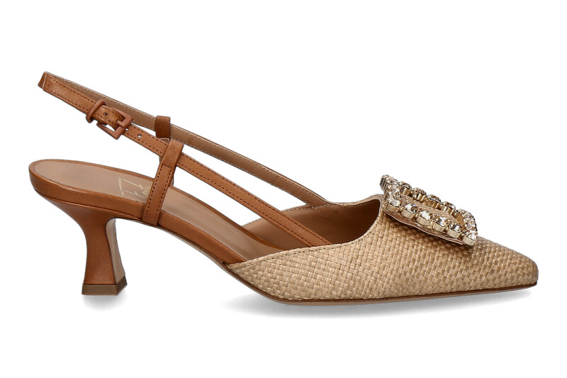 Roberto Festa sling pumps STEFI RAFFIA CAMMELLO NAPPA CUOIO
