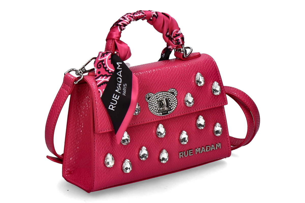 Rue Madam Handbag MINI TEDDY STRASS- snake fuchsia/ pink