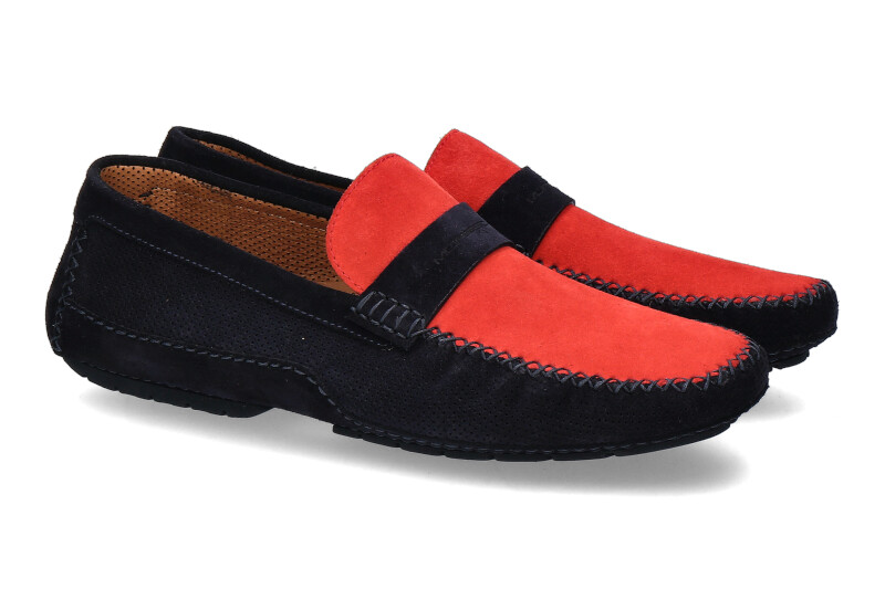 Moreschi moccasin CAMOSCIO BLU SCURO ROSSO