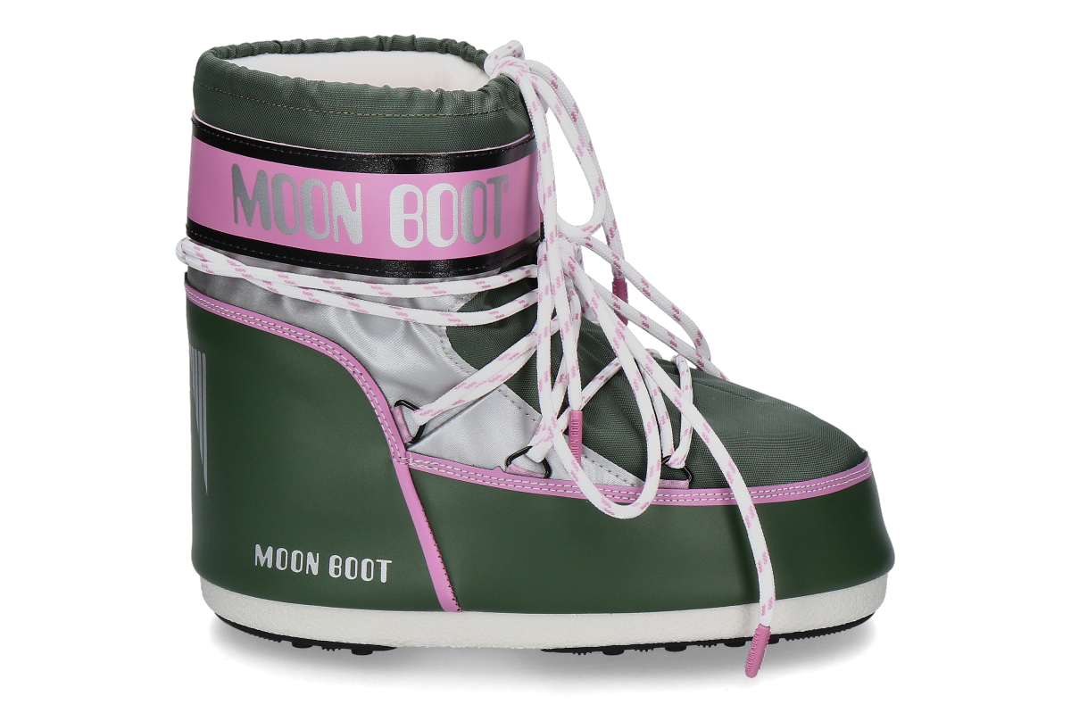 Moon Boot Women's Bootie ICON LOW SPACE RACING- multicolor/ forest green silver pink