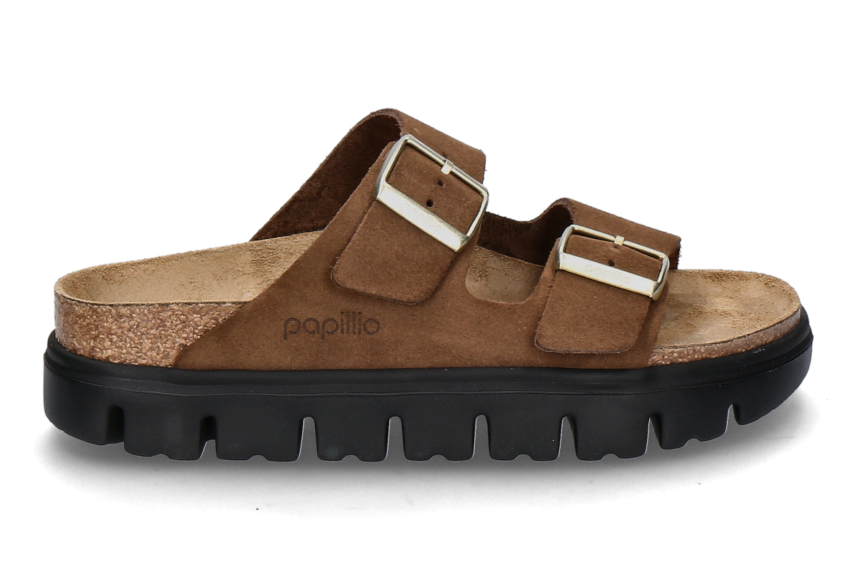 Papillio by Birkenstock mule ARIZONA PAP CHUNKY VELOURSLEDER- dark tea/black