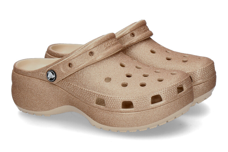 Crocs mules CLASSIC PLATFORM glitter- shitake