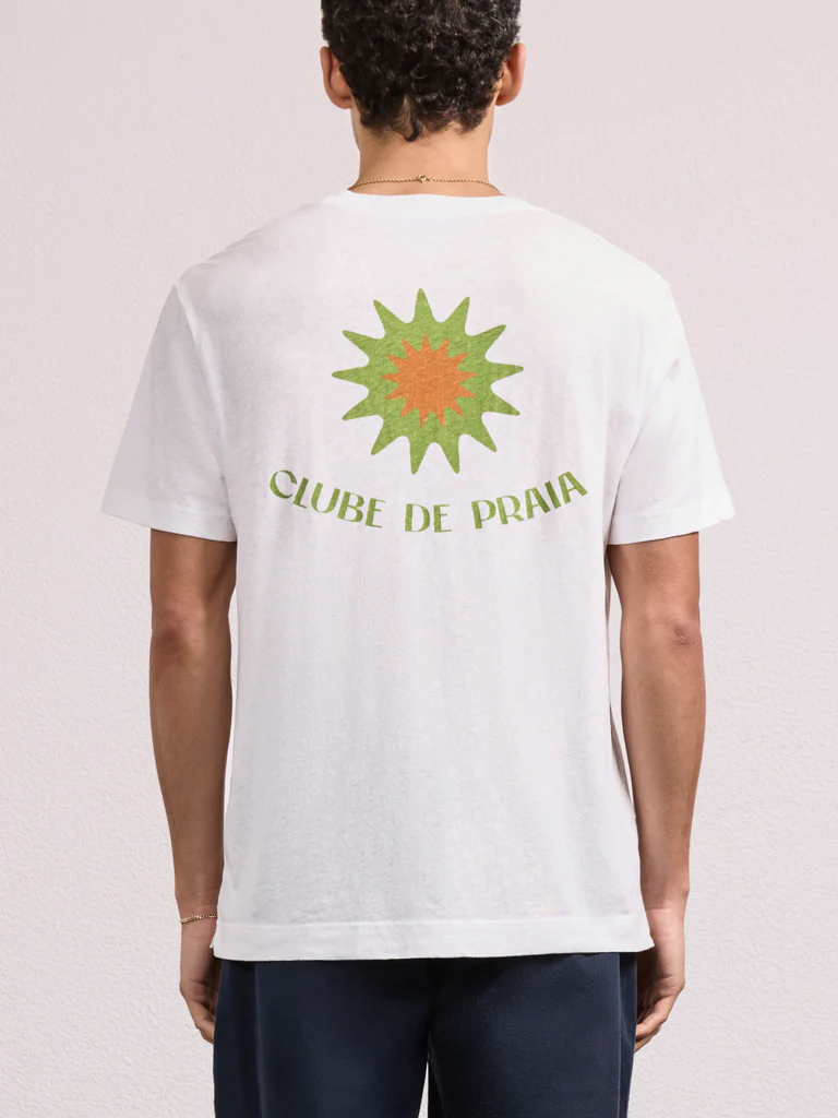 Frescobol Carioca Men's T-Shirt DINIS CLUBE DE PRAIA PRINTED- Parakeet Green & Mandarin Orange