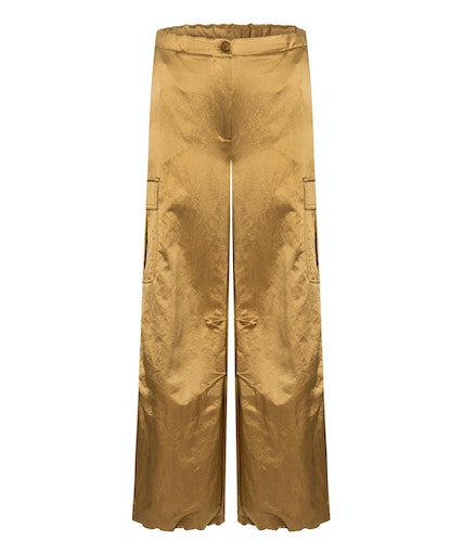 Cambio trousers MORGAN SHINY GLOSSY PARACHUTE -shiny gold
