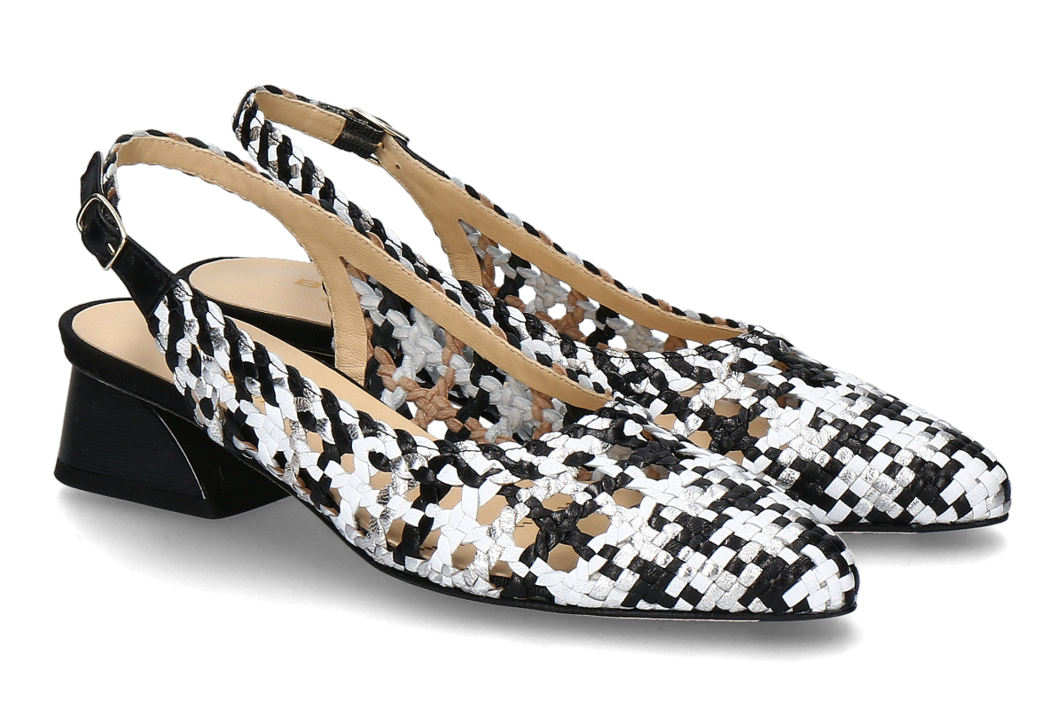 Brunate slingback pumps WOVEN OPTICAL- nero/ multicolor