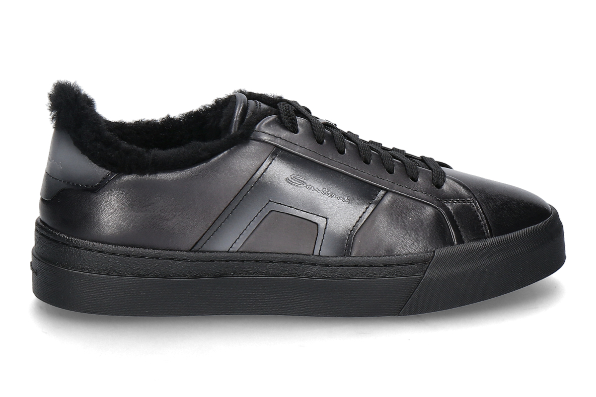  Santoni men's sneaker lined DOUBLE BUCKLE- grau/schwarz 