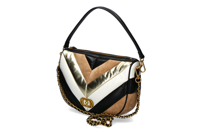 La Carrie shoulder bag AMITOLA STRIPES LOLLO MEDIUM LEATHER MULTI BEIGE