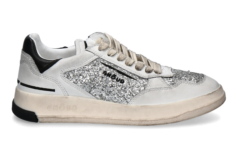 Ghoud women's sneaker TWEENER LEATHER/GLITTER- silber/schwarz 