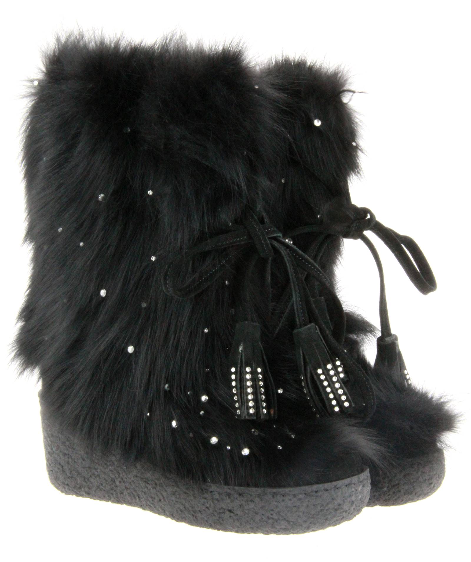 Diavolezza fur boots BLACK FOX SWAROVSKI 