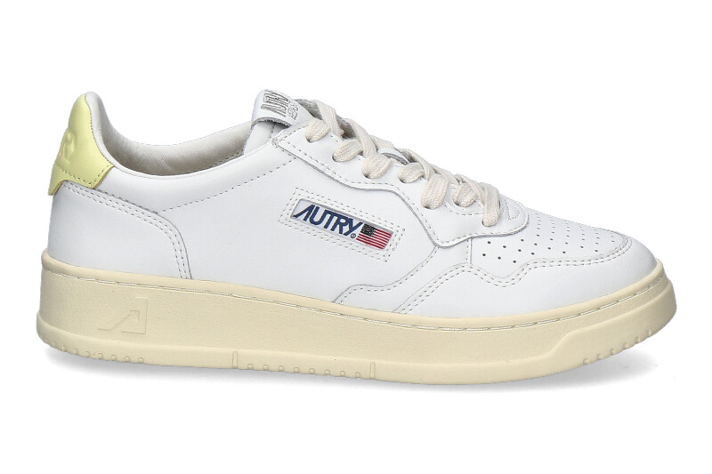 Autry women's sneaker MEDALIST LEATHER LL58- white/lime yellow