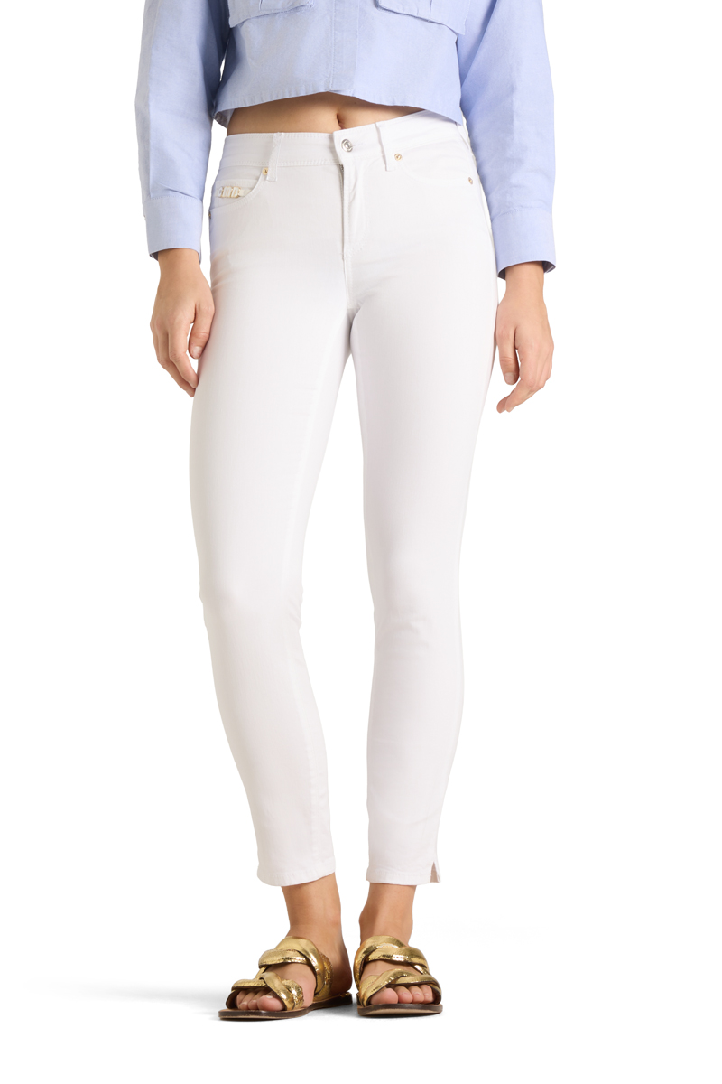 Cambio slim-fit jeans PIPER SHORT CROPPED- white