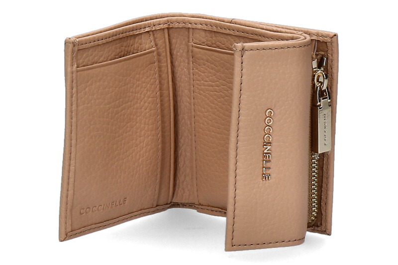 Coccinelle wallet GRAIN LEATHER METALLIC SOFT TOASTED