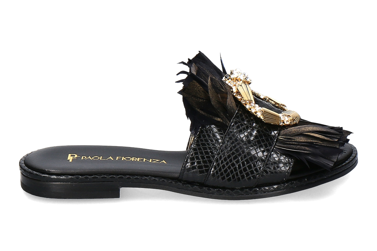 Paola Fiorenza mules SNAKE SLIDER- nero/ black