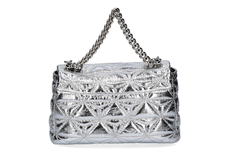 La Carrie shoulder bag SHINY STEPHY MEDIUM LEATHER SILVER