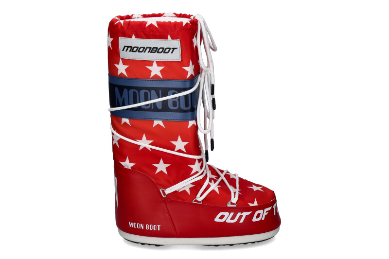 Moon Boot snow boot RETROBIKER WHITE STARS PRINT- white/ red