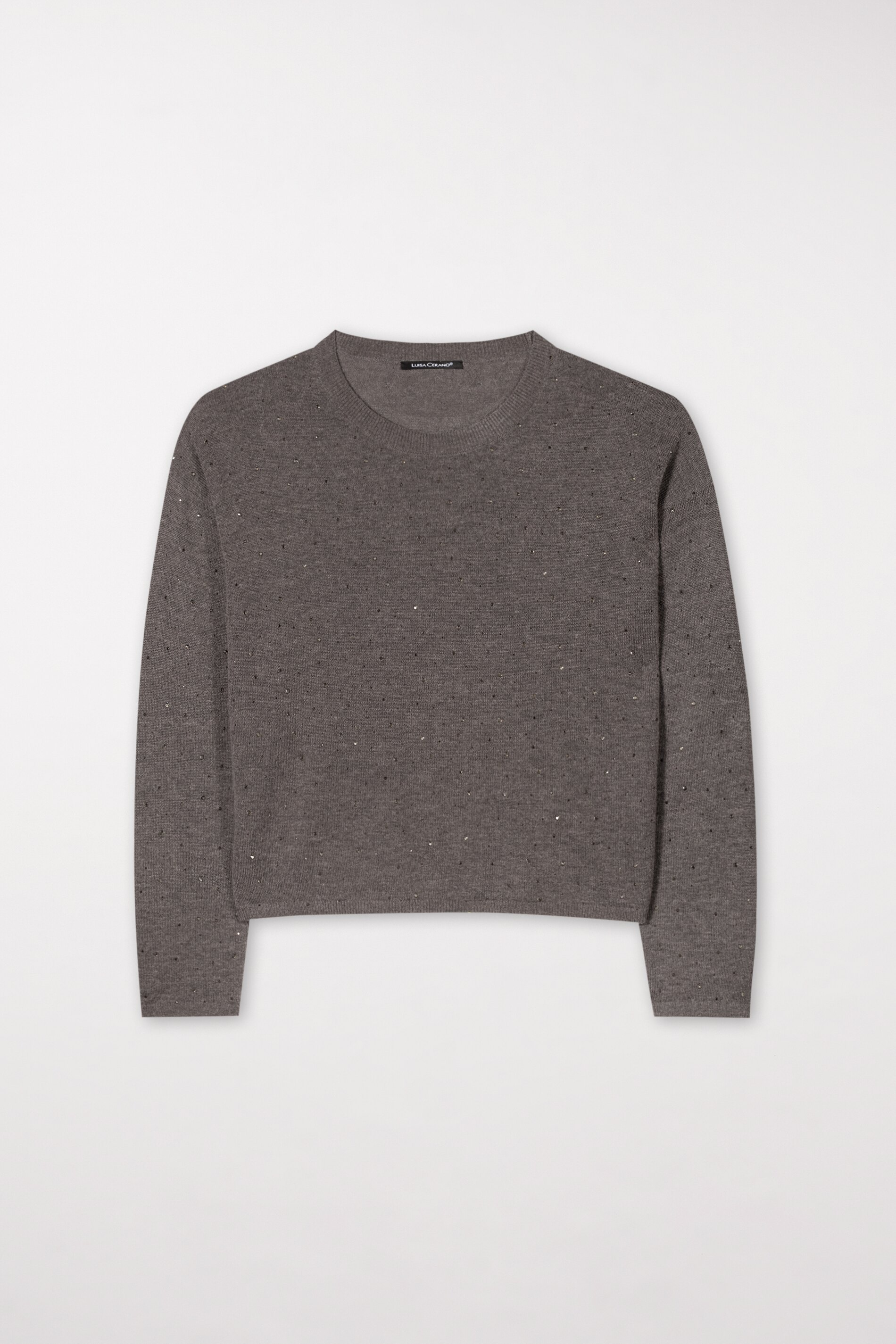 Luisa Cerano Pullover STRASS -  taupe/grau