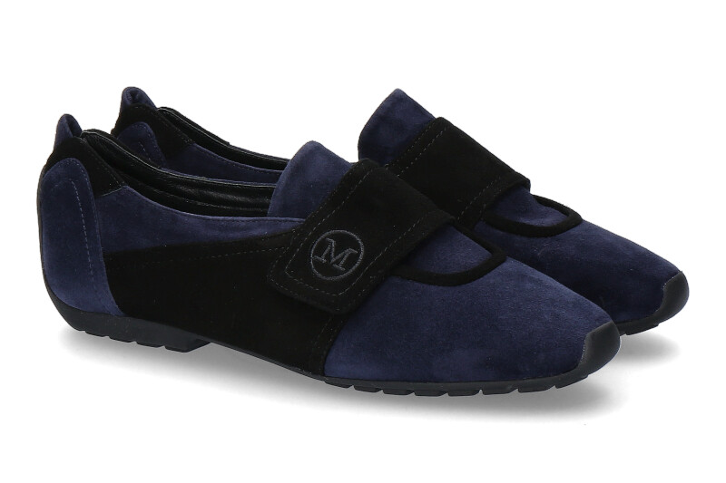 Mania Velcro shoe lined VELOUR BLUE NERO