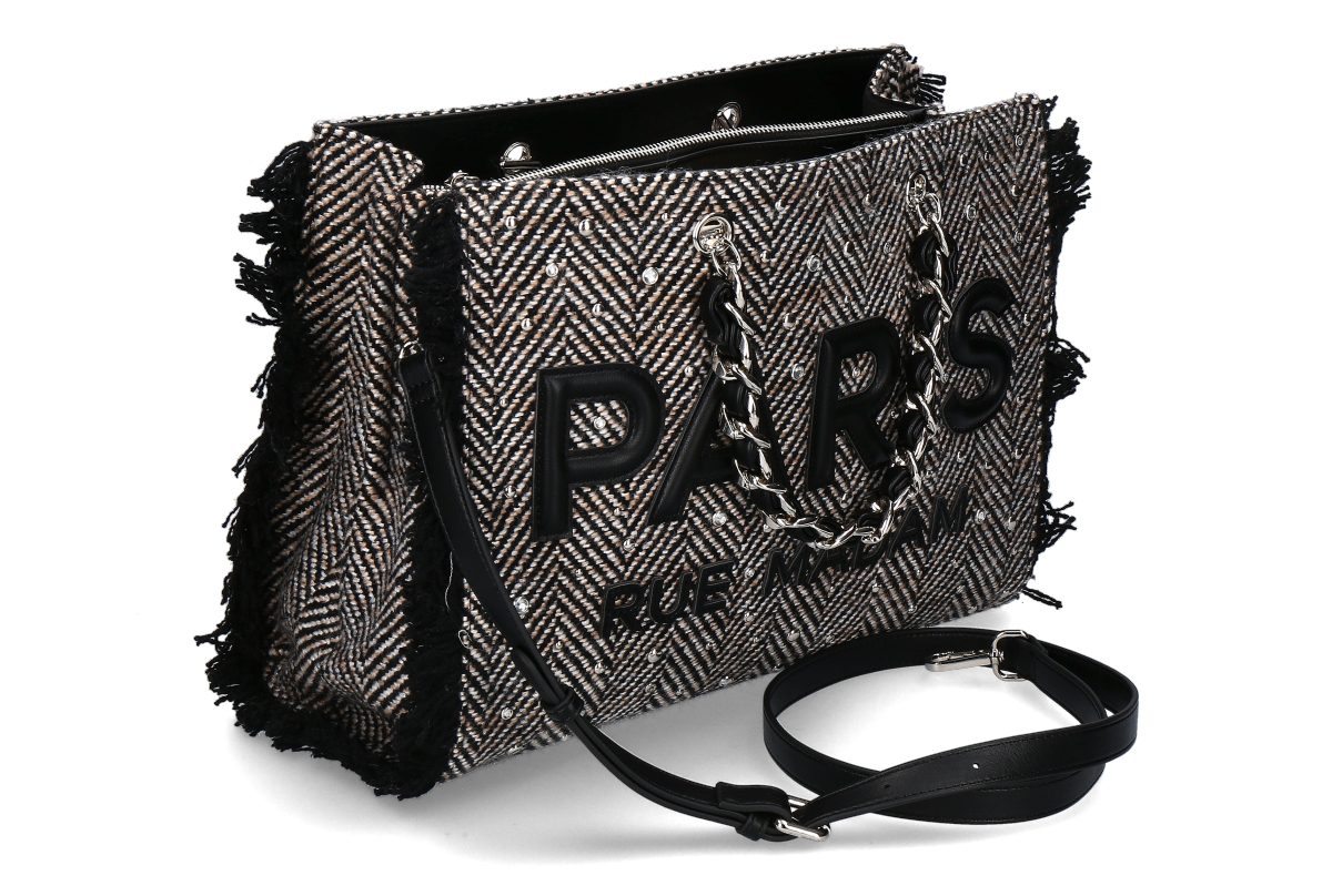 Rue Madam bag- HARRIS TOTE- tweed black/black