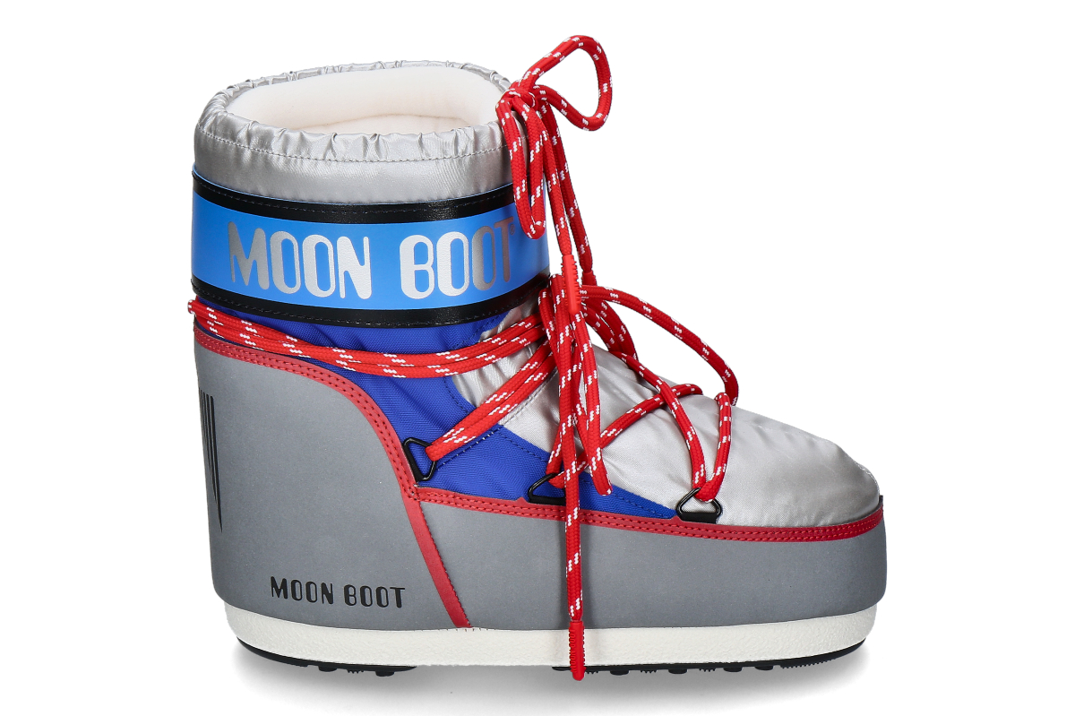 Moon Boot Women's Bootie ICON LOW SPACE RACING- multicolored silver/ blue/ red