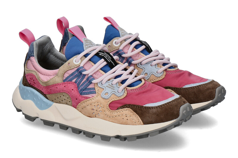 Flower Mountain women's sneaker YAMANO SUEDE NYLON- pink/multi