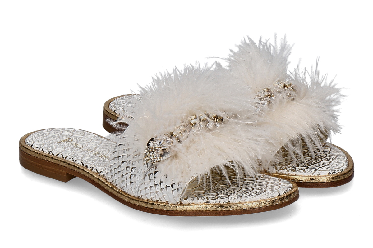Paola Fiorenza mules SNAKE SLIDER- white/ gold