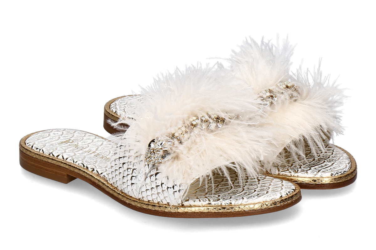Paola Fiorenza mules SNAKE SLIDER- white/ gold