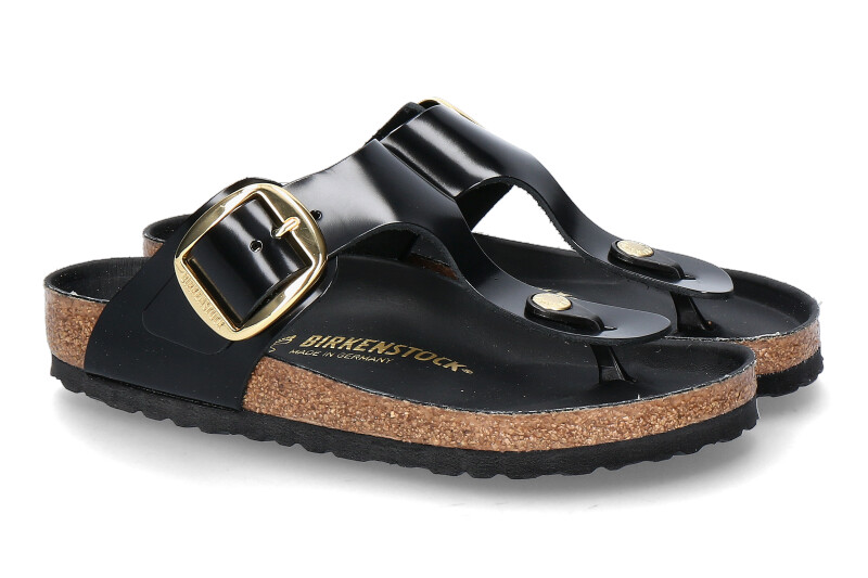 Birkenstock women's sandals GIZEH NORMAL BIG BUCKLE- high-shine black