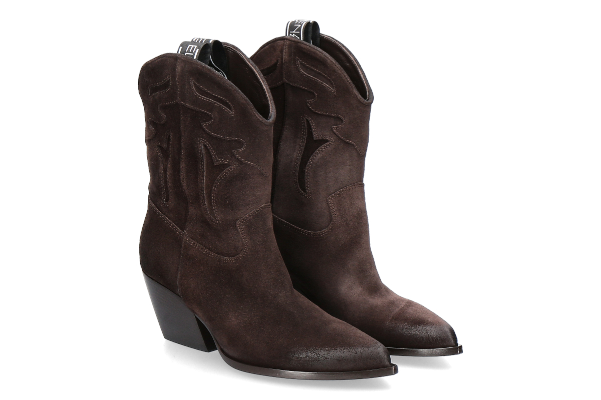 Elena Iachi Women's Western Ankle Boots STRATEGIA - Ebano Suede / Dark Brown
