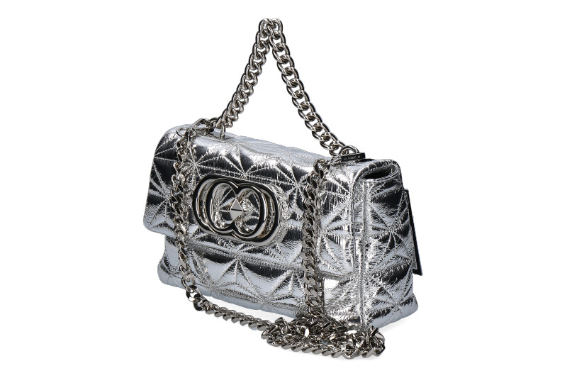 La Carrie shoulder bag SHINY STEPHY MEDIUM LEATHER SILVER