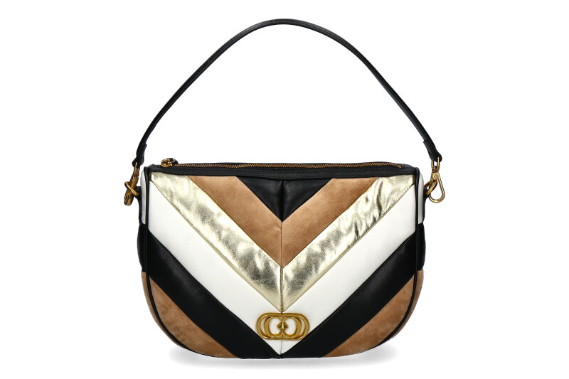 La Carrie shoulder bag AMITOLA STRIPES LOLLO MEDIUM LEATHER MULTI BEIGE