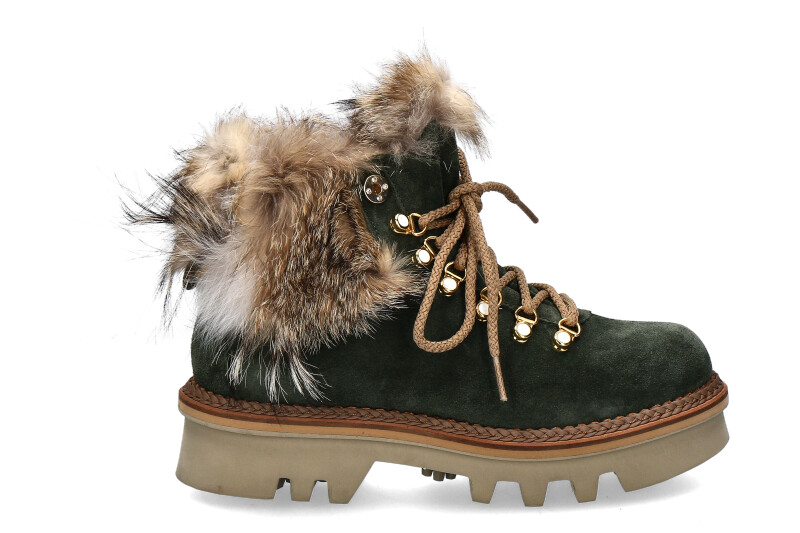 Montelliana lace-up ankle boots lined AURORA MILITARY GREEN