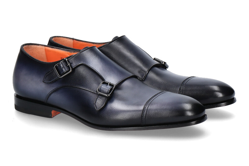 Santoni double monk CALF BLU