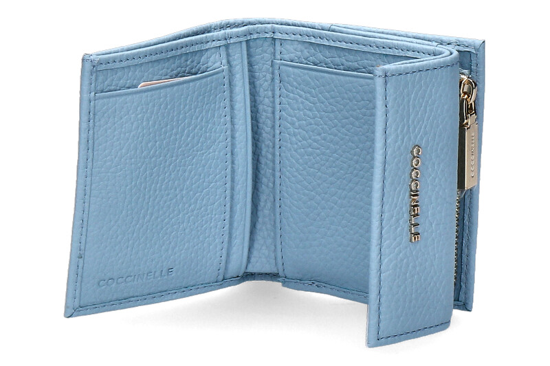 Coccinelle wallet GRAIN LEATHER METALLIC SOFT AQUARELLE BLUE