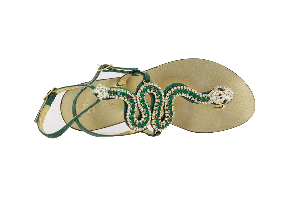 Paola Fiorenza sandals CRYSTAL VERDE PITONE