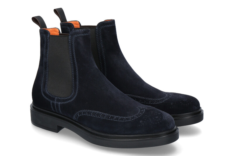 Santoni Chelsea boot VELOUR BLU