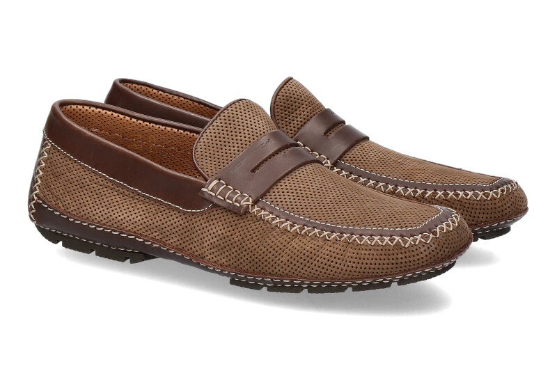 Moreschi moccasin BAHAMAS PERFORATO MARRONE SCURO